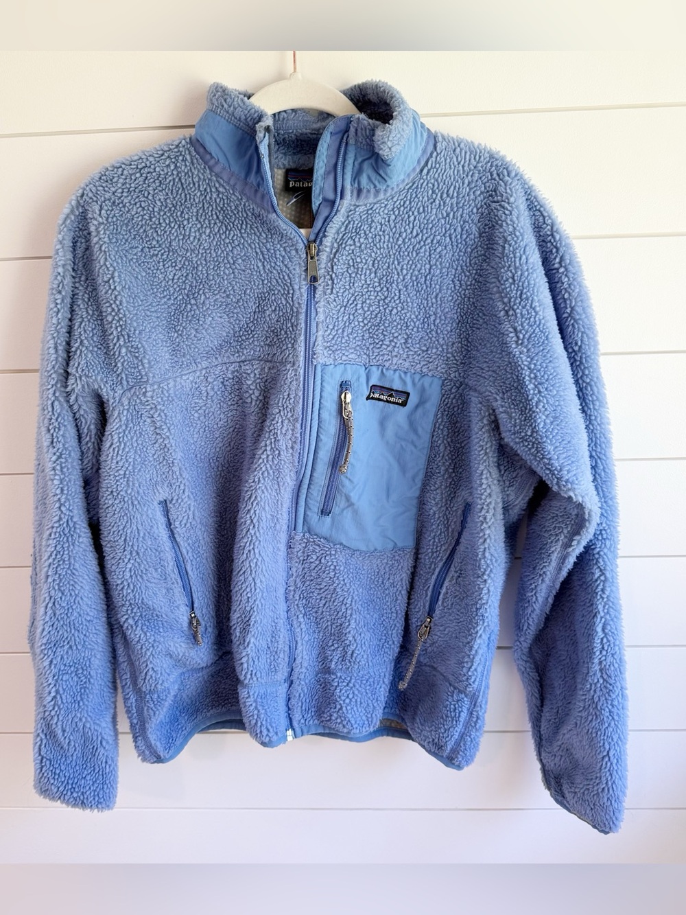PATAGONIA VTG 2000 Retro X Baby Blue Lavender Fleece Deep Pile large